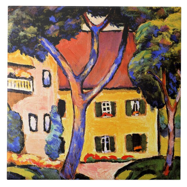 August Macke art, House in a Landscape Ceramic Tile (Front)