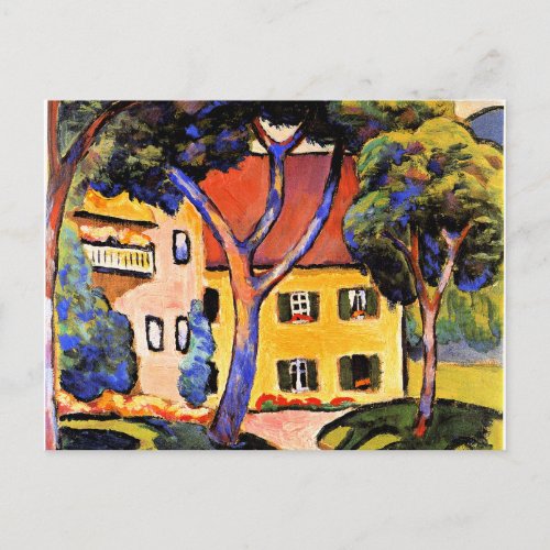 August Macke art House in a Landscape Postcard