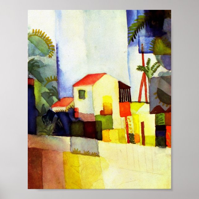 August Macke Bright House Watercolor Painting Poster (Front)