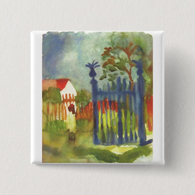 August Macke - Garden Gate 1914 Gartentor Pinback Button (Front)