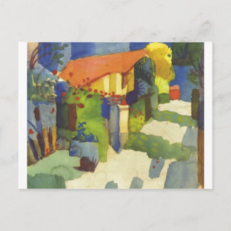 August Macke - House in Garden 1914 Waterolor Postcard