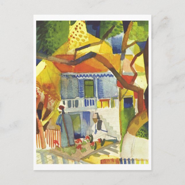 August Macke - Inner Court of Country House 1914 Postcard (Front)