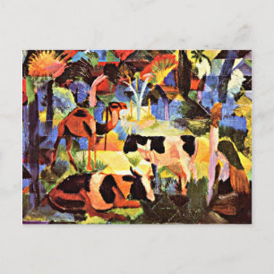 August Macke - Landscape with Cows and a Camel Postcard