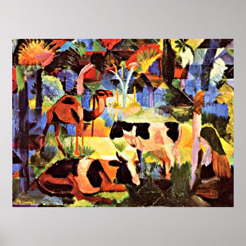 August Macke _ Landscape with Cows and a Camel Poster