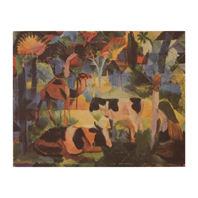 August Macke Landscape with Cows and Camel  Wood Wall Art (Front)