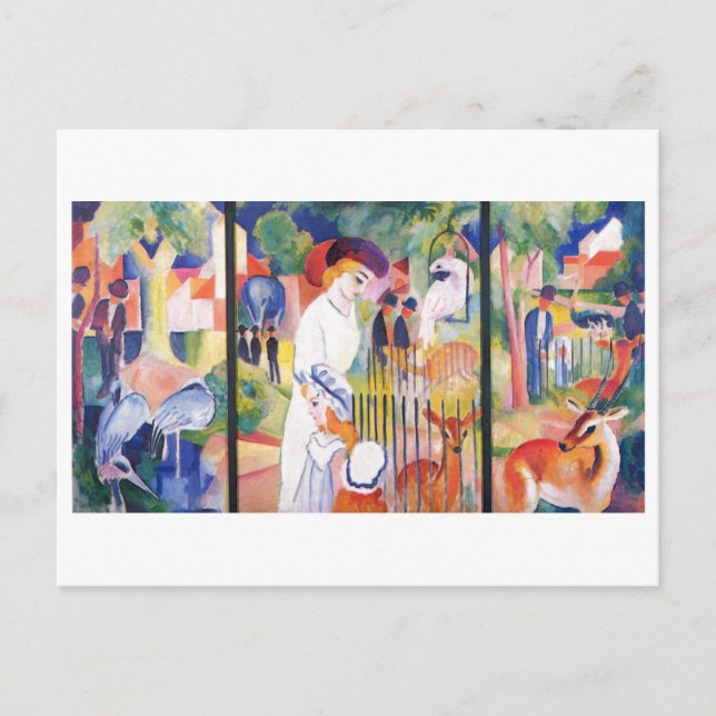 August Macke - Large Zoo Garden Triptychon 1913 Postcard (Front)