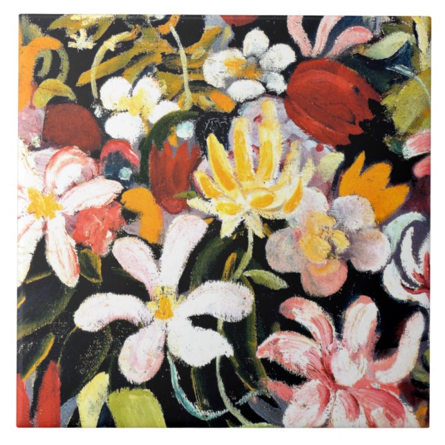 August Macke painting, Carpet of Flowers Ceramic Tile (Front)