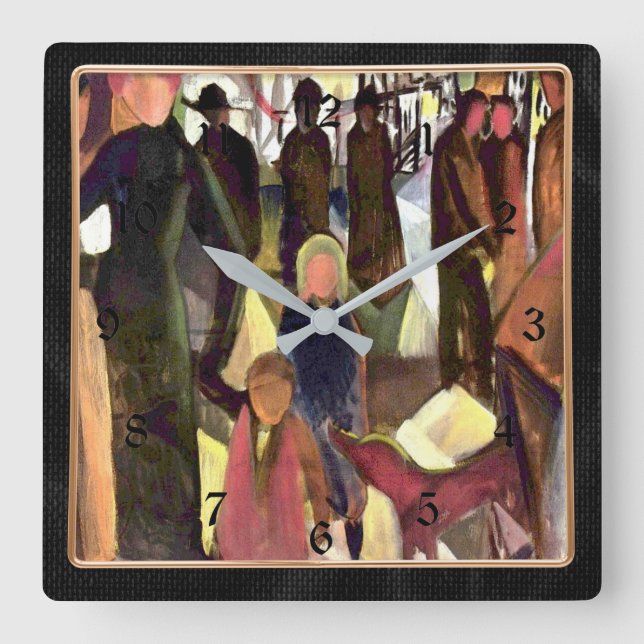 August Macke painting, Farewell Square Wall Clock (Front)