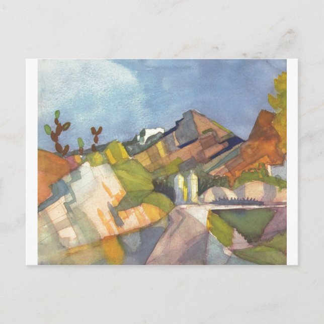August Macke - Rocky Landscape 1914 Watercolor Postcard (Front)