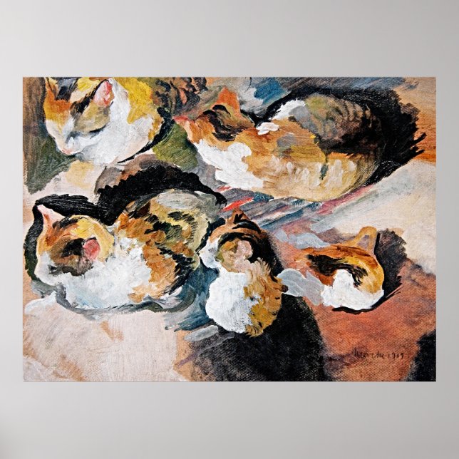 August Macke’s Cat—Retro Elegance for Your Wall Poster (Front)