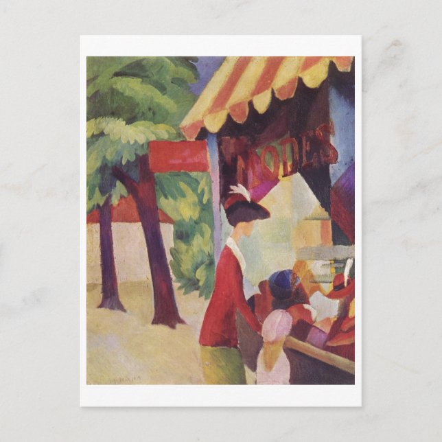 August Macke - Vor dem Hutladen 1913 Oil Postcard (Front)