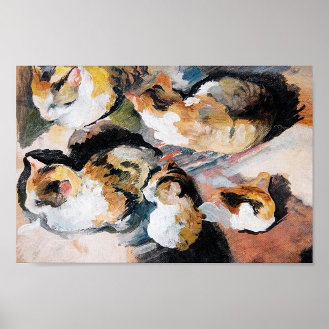 August Macke's Katzenstudien (Study of a Cat) 12 Poster (Front)