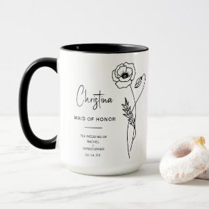 August Maid of Honor   Poppy Birth Flower Mug