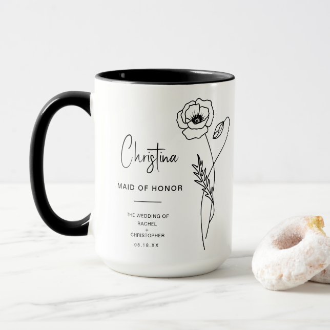 August Maid of Honor | Poppy Birth Flower Mug (With Donut)