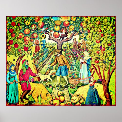 August Naive Folk Art Summer Celebration Poster