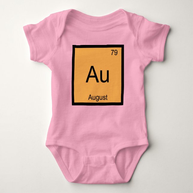 August Name Chemistry Element Periodic Table Baby Bodysuit (Front)