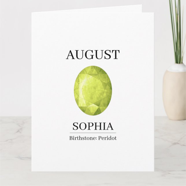  August Peridot Birthday Card (Front)