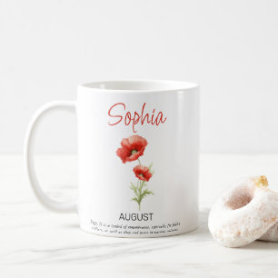 August Personalized Birth Flower  Coffee Mug