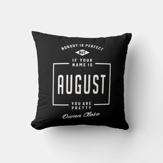 August Personalized Name Birthday Gift Throw Pillow (Front)