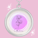 August Poppy Birth Flower Necklace - Personalized<br><div class="desc">Our "August Poppy Birth Flower Necklace" captures the essence of August with the vibrant and resilient poppy. Set against a subtle lavender background, the poppy design symbolizes remembrance and the strength of spirit, making it a meaningful gift for those born in August. Personalize this necklace with a name beautifully scripted...</div>