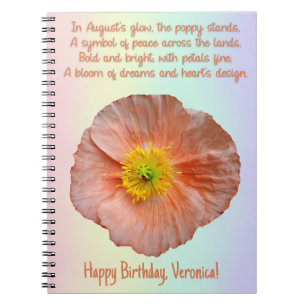 August Poppy Birth Flower Spiral Notebook