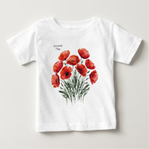 August Poppy Bloom - Personalized Birthday Gift Baby T-Shirt