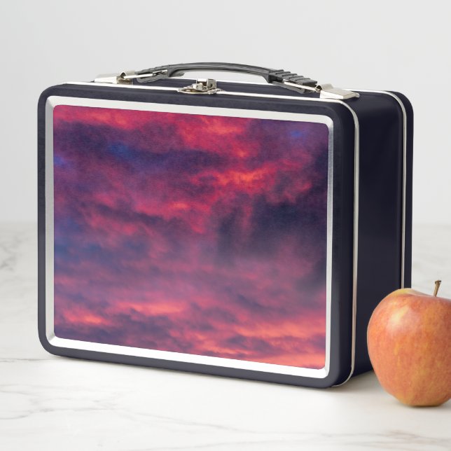 august red metal lunch box (In Situ)