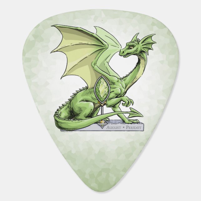 August’s Birthstone Dragon: Peridot Guitar Pick (Back)