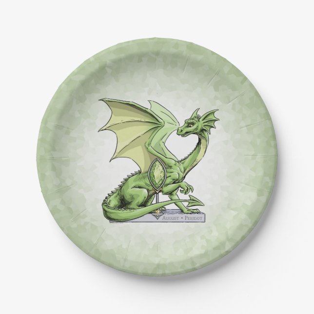 August’s Birthstone Dragon: Peridot Paper Plates (Front)