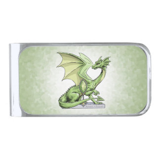 August’s Birthstone Dragon: Peridot Silver Finish Money Clip