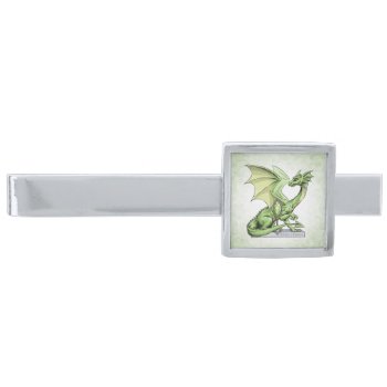 August’s Birthstone Dragon: Peridot Silver Finish Tie Bar by critterwings at Zazzle