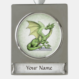 August’s Birthstone Dragon: Peridot Silver Plated Banner Ornament