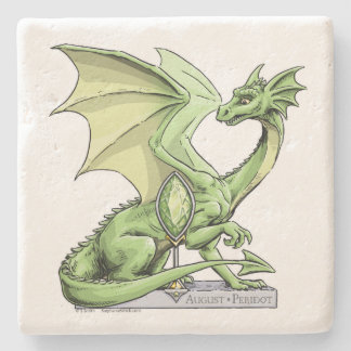 August’s Birthstone Dragon: Peridot Stone Coaster