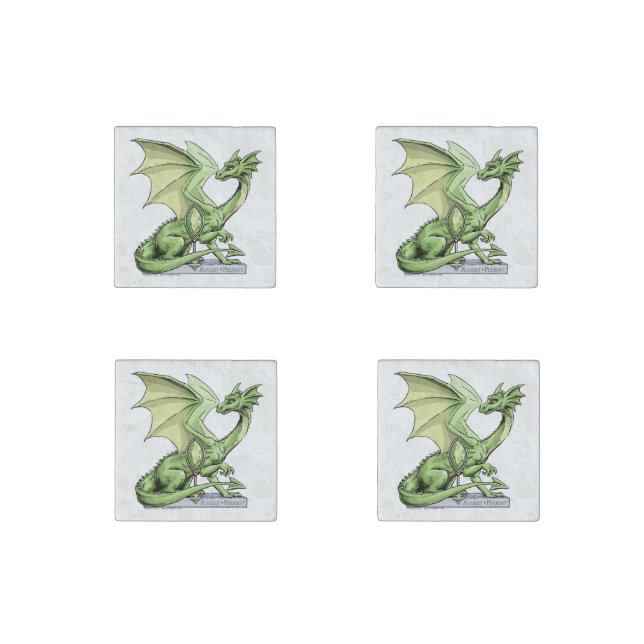 August’s Birthstone Dragon: Peridot Stone Magnet (Front)