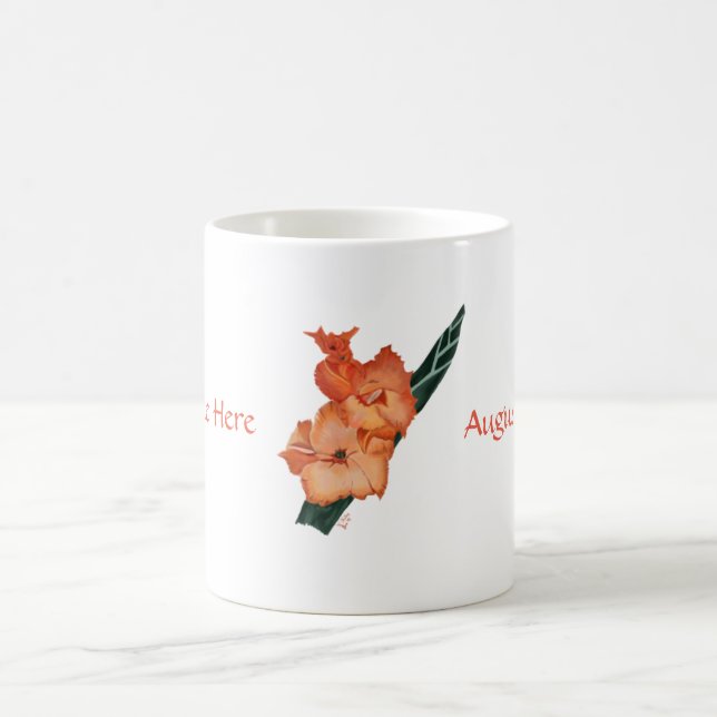 August: Sardonyx Gladiolus Personalized Mug (Center)