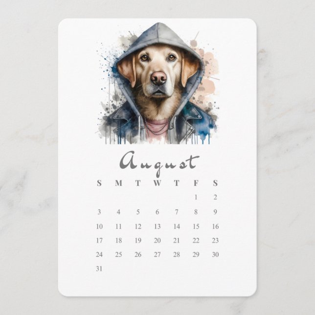 August Stand-Alone Calendar Dog Splash Art (Front)