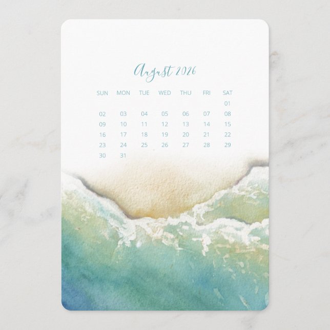 August Stand Alone Calendar Seashore (Front)