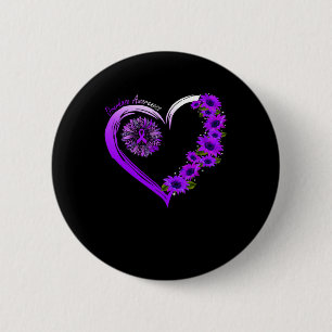 August We Wear Purple Overdose Awareness Sunflower Button