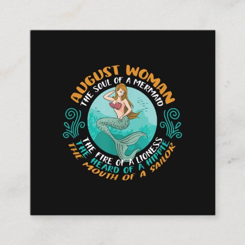 August Woman Soul Of Mermaid Leo Zodiac Birthday Square Business Card