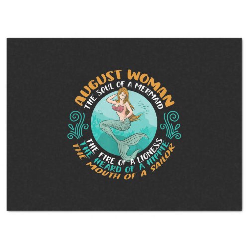 August Woman Soul Of Mermaid Leo Zodiac Birthday Tissue Paper