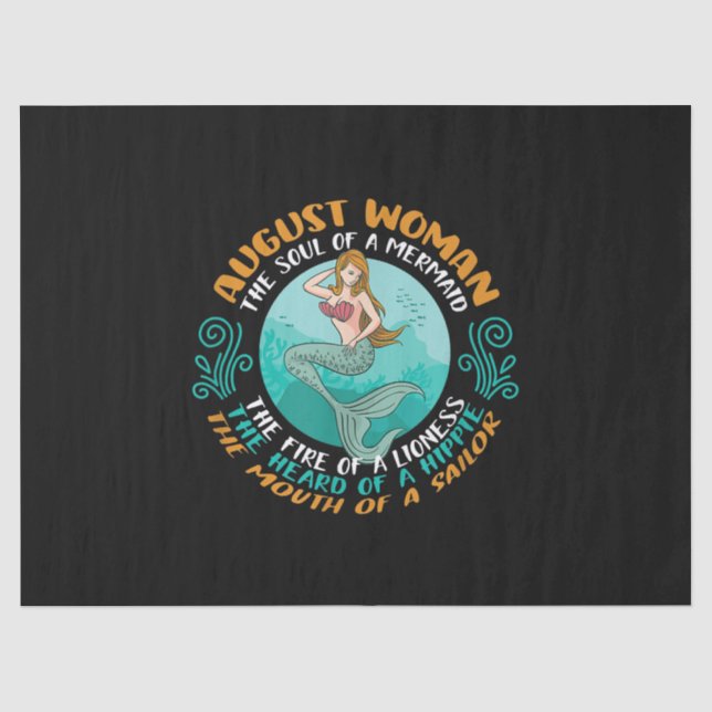 August Woman Soul Of Mermaid Leo Zodiac Birthday Tissue Paper (Front)