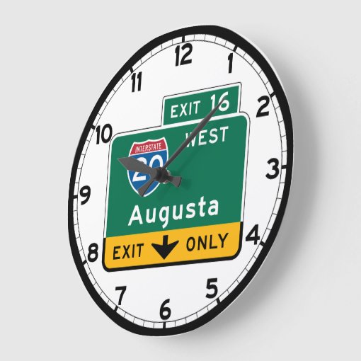 Augusta, GA Road Sign Large Clock Zazzle