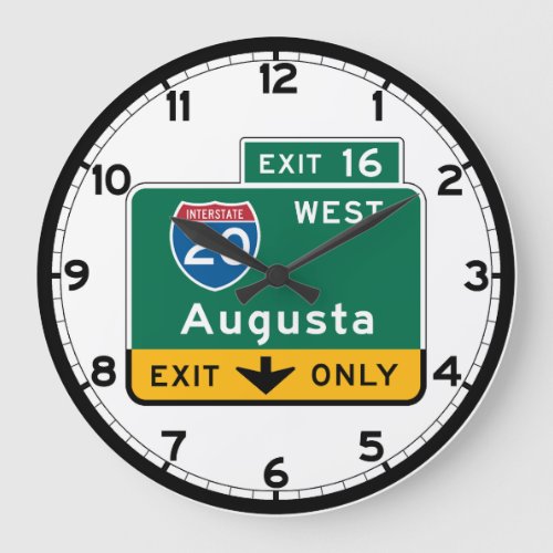 Augusta GA Road Sign Large Clock