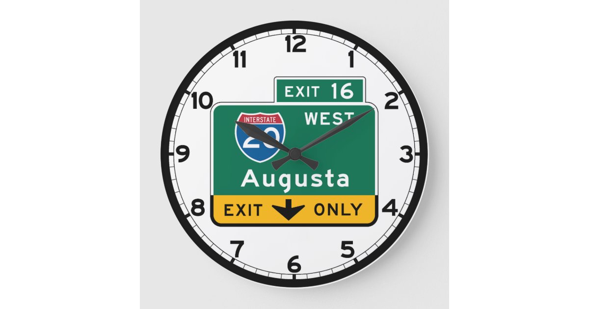 Augusta, GA Road Sign Large Clock Zazzle