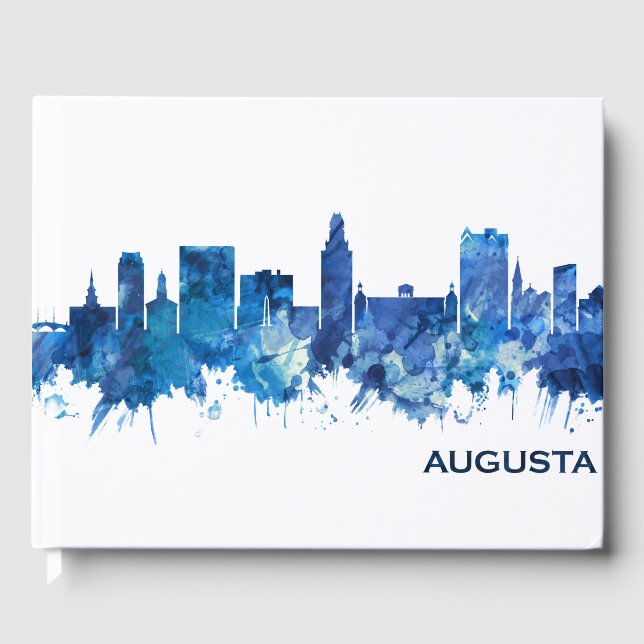 Augusta Georgia Skyline Blue Guest Book (Front)
