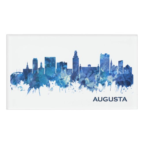 Augusta Georgia Skyline Blue Name Tag