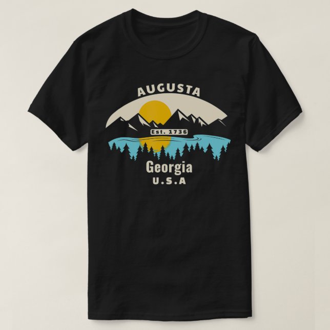 Augusta Georgia Souvenir Mountain Sunset River  T-Shirt (Design Front)