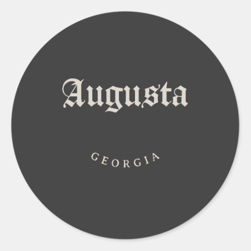 Augusta Georgia White Font Classic Round Sticker