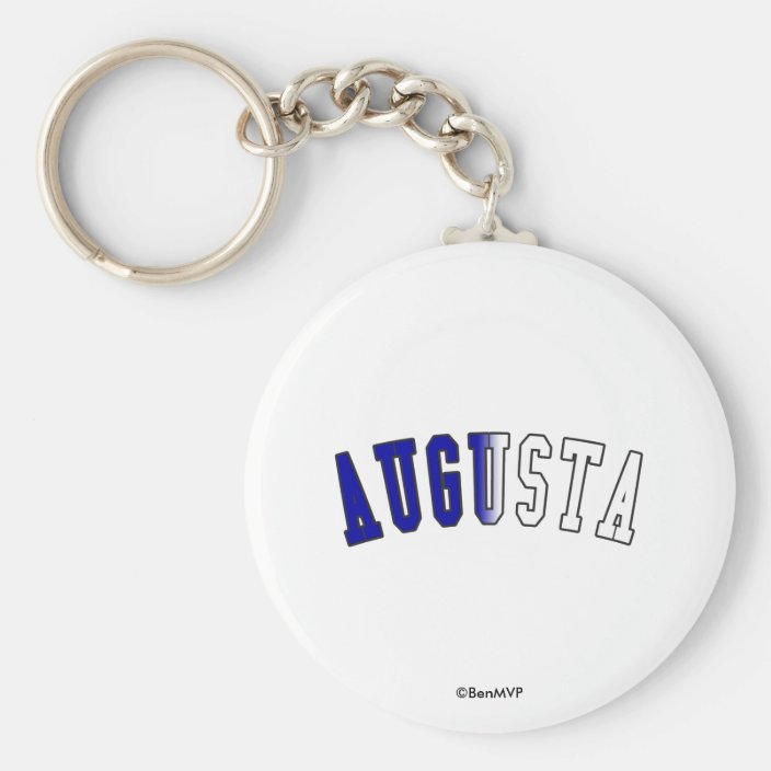 Augusta in Maine State Flag Colors Keychain