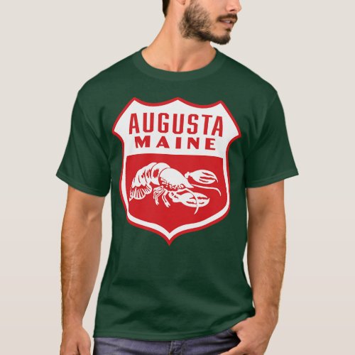 Augusta Maine Retro  Shield White T_Shirt